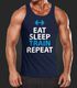 Herren Tanktop Eat Sleep Train Repeat Bodybuilder Fitness Gym Training MoonWorkspreview