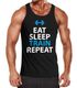 Herren Tanktop Eat Sleep Train Repeat Bodybuilder Fitness Gym Training MoonWorkspreview