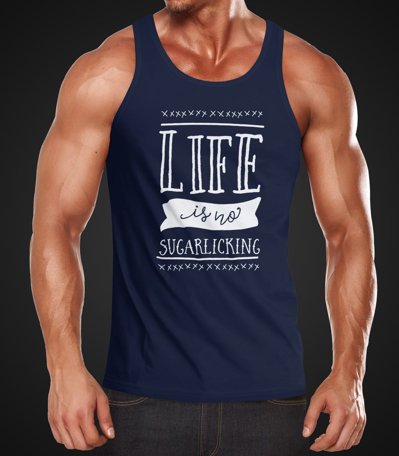 Herren Tanktop Life is no sugarlicking Denglisch Sprüche Spruch