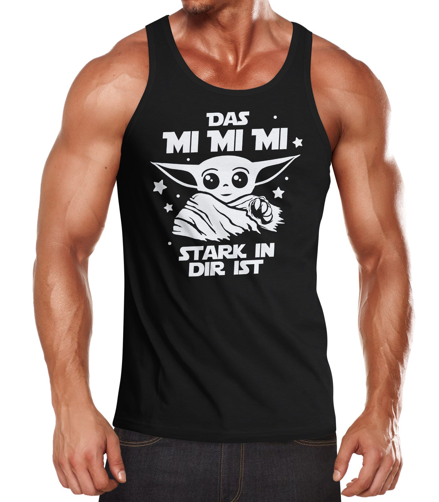 Herren Tanktop Parodie Spruch Das mi mi mi stark in dir ist Fun-Shirt Achselshirt Moonworks®