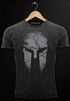 Herren Vintage Shirt Aufdruck Sparta Helm Spartan Warrior Printshirt T-Shirt Used Look Slim Fit Neverless® preview