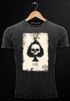 Herren Vintage-Shirt Bedruckt Totenkopf Skull Spielkarte Pik Ass Kartenspiel Printshirt Used Look Neverless®preview