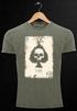 Herren Vintage-Shirt Bedruckt Totenkopf Skull Spielkarte Pik Ass Kartenspiel Printshirt Used Look Neverless®preview