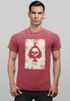 Herren Vintage-Shirt Bedruckt Totenkopf Skull Spielkarte Pik Ass Kartenspiel Printshirt Used Look Neverless®preview