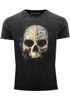 Herren Vintage Shirt Bedruckt Totenkopf Totenschädel Skull Tattoo Tribal Printshirt T-Shirt Aufdruck Used Look Neverless®preview