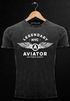 Herren Vintage Shirt Legendary NYC Aviator Air Force Luftwaffe Flügel Printshirt Used Look Slim Fit Neverless®preview