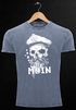 Herren Vintage Shirt Moin Kapitän Totenkopf Anker Bart Hamburg Printshirt T-Shirt Aufdruck Used Look Neverless®preview