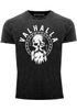 Herren Vintage Shirt Valhalla Totenkopf Odin Runen Wikinger Printshirt T-Shirt Aufdruck Used Look Neverless®preview