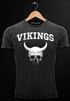 Herren Vintage Shirt Wikinger-Helm Skull Totenkopf Printshirt T-Shirt Aufdruck Used Look Slim Fit Neverless®preview
