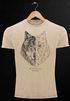 Herren Vintage Shirt Wolf Polygon Kunst Grafik Tiermotiv Printshirt T-Shirt Aufdruck Used Look Neverless®preview