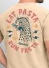 Herren Vintage T-Shirt Backprint Eat Pasta Run Fasta Leopard Grafikshirt Printshirt Aufdruck Used Look Fashion Männer Neverless®preview