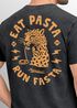 Herren Vintage T-Shirt Backprint Eat Pasta Run Fasta Leopard Grafikshirt Printshirt Aufdruck Used Look Fashion Männer Neverless®preview
