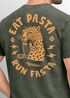 Herren Vintage T-Shirt Backprint Eat Pasta Run Fasta Leopard Grafikshirt Printshirt Aufdruck Used Look Fashion Männer Neverless®preview
