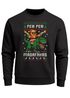 Herren Weihnachtssweatshirt Dino Cowboy Katze Weihnachtsmotiv Ugly Sweater Weihnachtsoutfit Männer Moonworks®preview