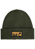 Herren Wintermütze Naturmotiv Beanie mit Patch Aufdruck Berge Wald Wandern Print Strickmütze Rippstrick Neverless®preview