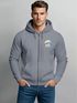 Herren Zip Hoodie Sweatjacke mit Kapuze Logo-Print Good Vibes Aufdruck Welle Retro Motiv Männer Fashion Streetstyle Neverless®preview