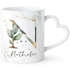 Herzhenkel -Tasse mit Buchstabe Monogramm personalisiert mit Wunschname Initiale Blätter-Motiv persönliche Geschenke SpecialMe®preview