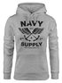 Hoodie Damen Motiv Maritim Nautical Design Schriftzug Navy Supply Anker mit Flügeln Kapuzen-Pullover Neverless®preview