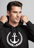 Hoodie Herren Anker Lorbeerkranz Aufdruck Print Kapuzen-Pullover Männer Fashion Streetstyle Neverless®preview