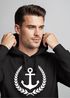 Hoodie Herren Anker Lorbeerkranz Aufdruck Print Kapuzen-Pullover Männer Fashion Streetstyle Neverless®preview