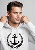 Hoodie Herren Anker Lorbeerkranz Aufdruck Print Kapuzen-Pullover Männer Fashion Streetstyle Neverless®preview