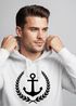 Hoodie Herren Anker Lorbeerkranz Aufdruck Print Kapuzen-Pullover Männer Fashion Streetstyle Neverless®preview