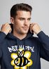 Hoodie Herren Aufdruck Bee Happy Biene Blume Graffiti Schriftzug Fashion Streetstyle Neverless®preview