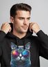Hoodie Herren Aufdruck Katze Cat Sommer Sonnenbrille Style Fashion Print Fashion Neverless®preview