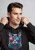 Hoodie Herren Aufdruck Katze Cat Sommer Sonnenbrille Style Fashion Print Fashion Neverless®preview