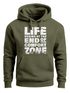 Hoodie Herren Aufdruck Life Begins Motivations Print End of Your Comfort Zone Statement Männer Fashion Streetstyle Neverless®preview