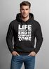 Hoodie Herren Aufdruck Life Begins Motivations Print End of Your Comfort Zone Statement Männer Fashion Streetstyle Neverless®preview