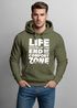 Hoodie Herren Aufdruck Life Begins Motivations Print End of Your Comfort Zone Statement Männer Fashion Streetstyle Neverless®preview