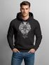 Hoodie Herren Aufdruck Löwe Boho Style Atzekenmuster Traumfänger Ethno-Print Kapuzen-Pullover Männer Neverless®preview