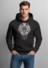 Hoodie Herren Aufdruck Löwe Boho Style Atzekenmuster Traumfänger Ethno-Print Kapuzen-Pullover Männer Neverless®preview