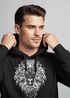 Hoodie Herren Aufdruck Löwe Boho Style Atzekenmuster Traumfänger Ethno-Print Kapuzen-Pullover Männer Neverless®preview