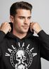 Hoodie Herren Aufdruck Valhalla Totenkopf Odin Runen Wikinger Print Kapuzen-Pullover Fashion Streetstyle Neverless®preview