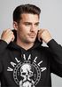 Hoodie Herren Aufdruck Valhalla Totenkopf Odin Runen Wikinger Print Kapuzen-Pullover Fashion Streetstyle Neverless®preview