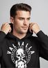Hoodie Herren Aufdruck Valhalla Totenkopf Odin Runen Wikinger Print Kapuzen-Pullover Fashion Streetstyle Neverless®preview