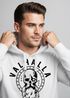 Hoodie Herren Aufdruck Valhalla Totenkopf Odin Runen Wikinger Print Kapuzen-Pullover Fashion Streetstyle Neverless®preview