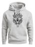 Hoodie Herren Aufdruck Wolf-Motiv Print Boho Bohemian Ethno Style Kapuzen-Pullover Männer Neverless®preview