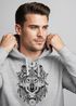 Hoodie Herren Aufdruck Wolf-Motiv Print Boho Bohemian Ethno Style Kapuzen-Pullover Männer Neverless®preview