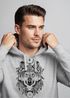 Hoodie Herren Aufdruck Wolf-Motiv Print Boho Bohemian Ethno Style Kapuzen-Pullover Männer Neverless®preview