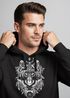 Hoodie Herren Aufdruck Wolf-Motiv Print Boho Bohemian Ethno Style Kapuzen-Pullover Männer Neverless®preview