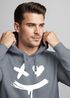 Hoodie Herren Bedruckt Techwear Fashion Streetstyle Smiling Face Smile Trend Print Aufdruck Neverless®preview