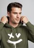 Hoodie Herren Bedruckt Techwear Fashion Streetstyle Smiling Face Smile Trend Print Aufdruck Neverless®preview