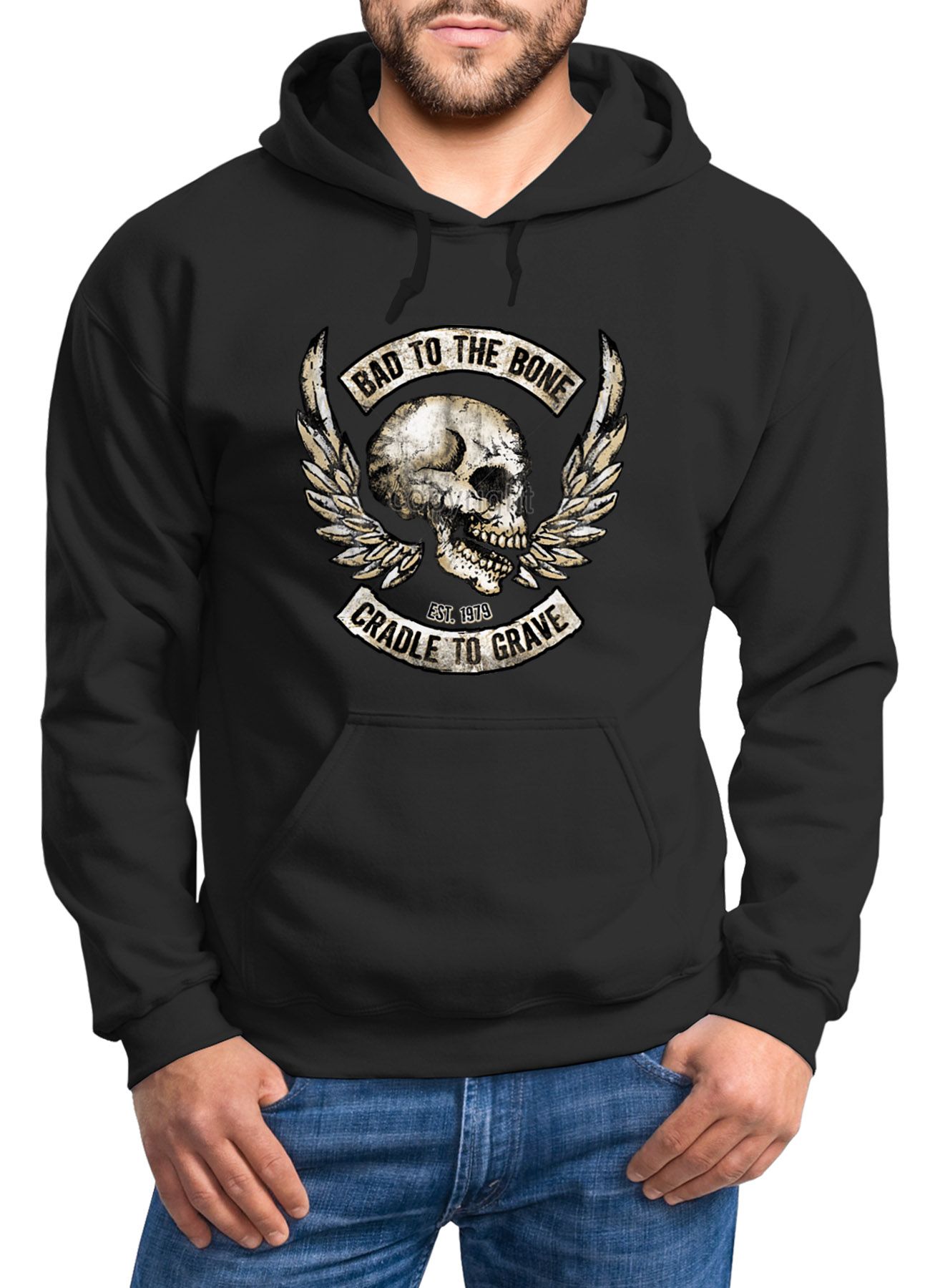 Hoodie Herren Biker Totenkopf Skull Motorrad Motorcycle Bone Hoodie Herren Biker Totenkopf Skull Motorrad Motorcycle Bone