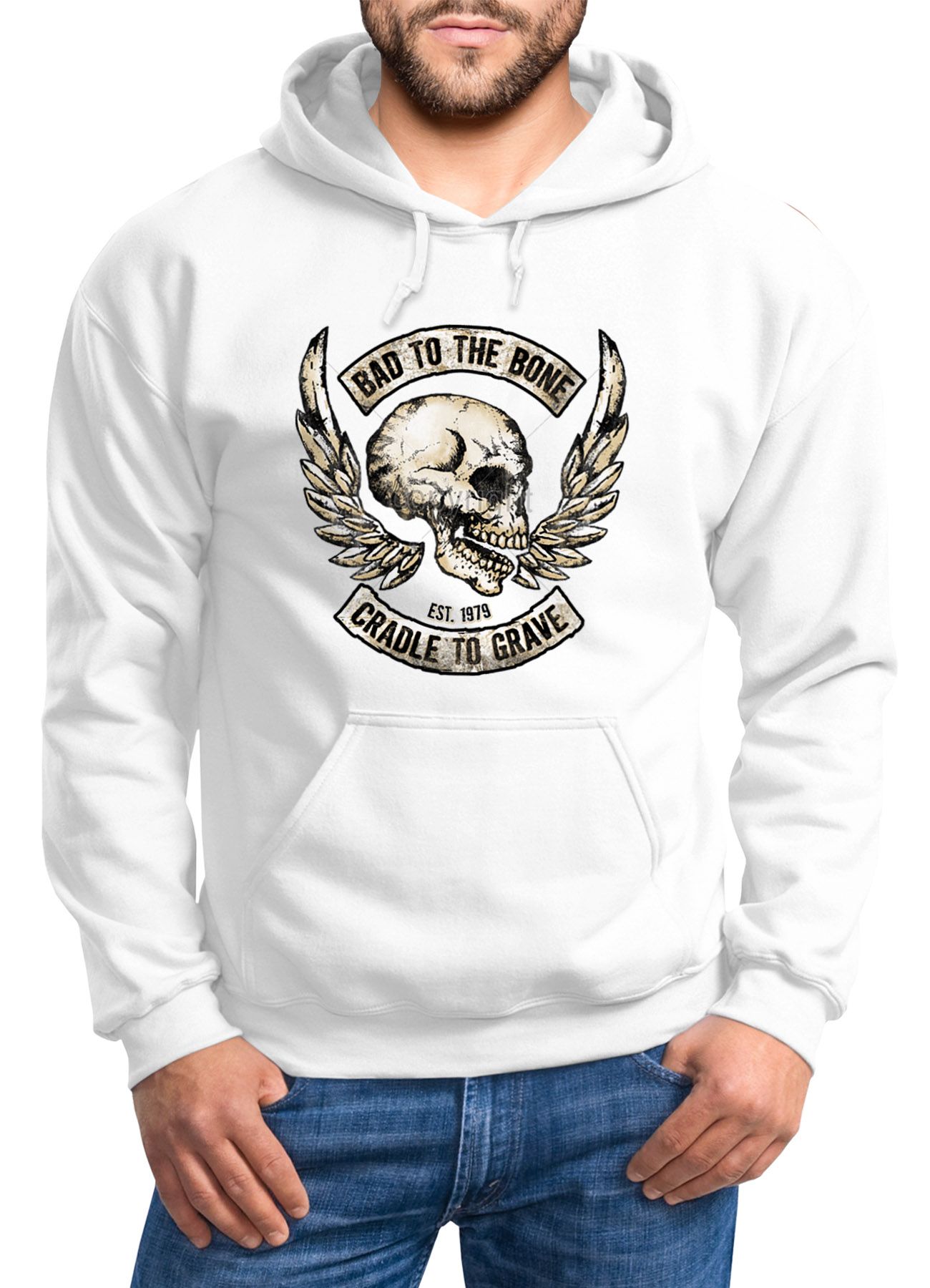 Hoodie Herren Biker Totenkopf Skull Motorrad Motorcycle Bone Hoodie Herren Biker Totenkopf Skull Motorrad Motorcycle Bone
