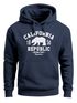 Hoodie Herren California Republic Kalifornien Grizzly Bär Bear Aufdruck Print Kapuzen-Pullover Männer Neverless®preview