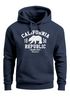 Hoodie Herren California Republic Kalifornien Grizzly Bär Bear Aufdruck Print Kapuzen-Pullover Männer Neverless®preview