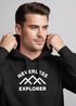 Hoodie Herren Explorer Kapuzensweatshirt mit Bergmotiv und Typografie Print Outdoor Streetwear Neverless®preview
